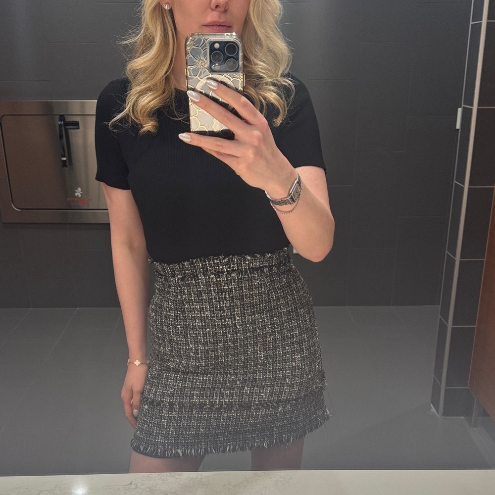 Ted Baker London Black and Gray Mini Skirt
